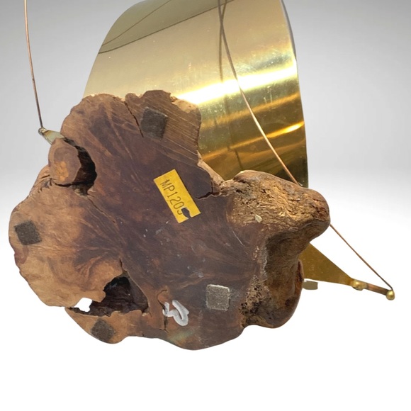 Vintage Brass Sailboat Sculpture Burlwood Base Windsurfer Nautical Handmade 15” - Picture 10 of 10